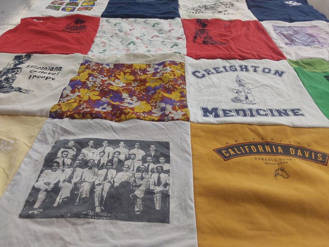 T-shirt quilt from creighton university, university of california davis by Jeremiah from CA