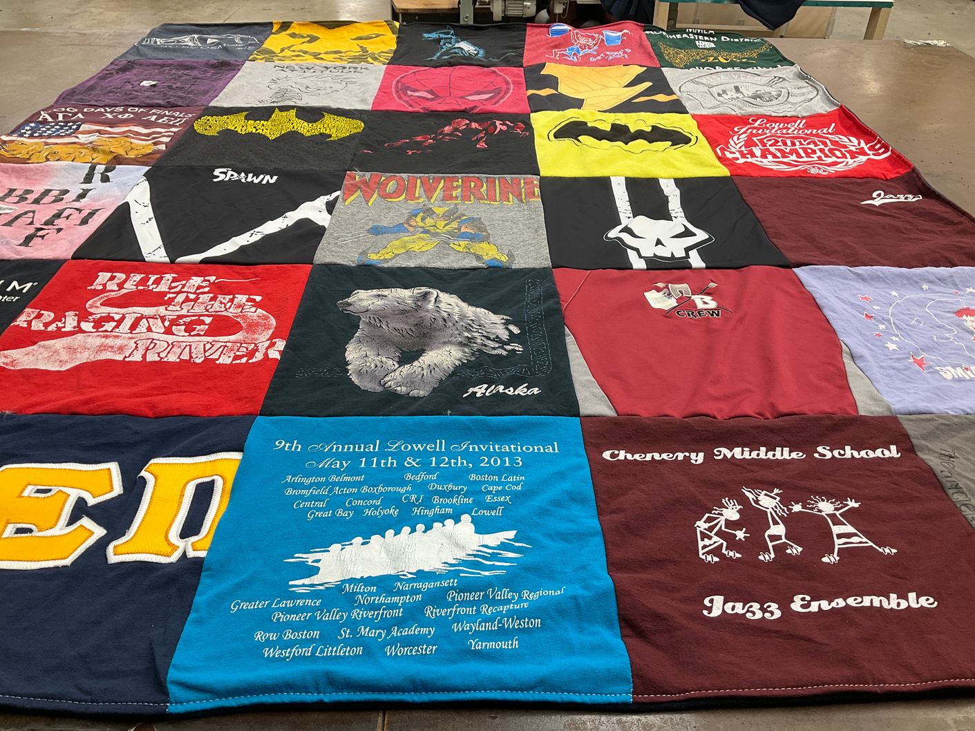 T-shirt quilt from chenery middle school by Naomi from MA