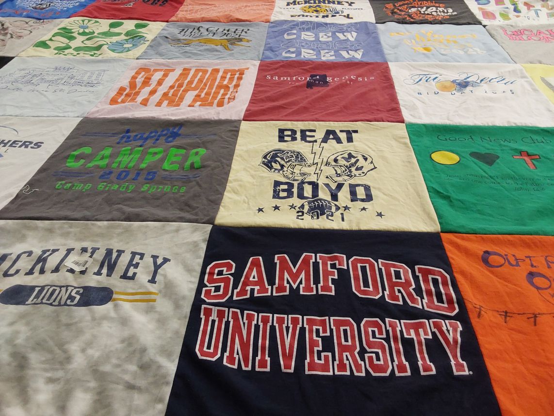 T-shirt quilt featuring mckinney lions by Isabella from TX