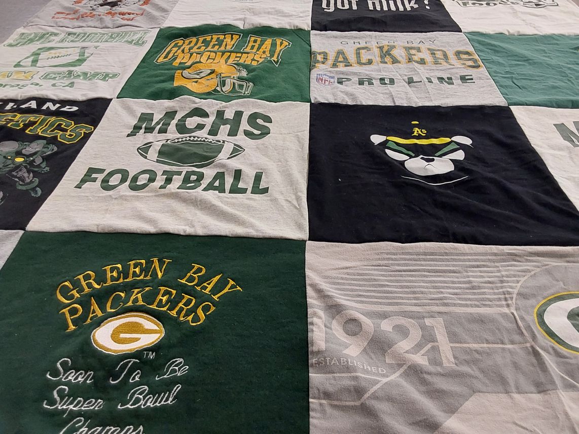 T-shirt quilt featuring green bay packers by Kathryn from CA