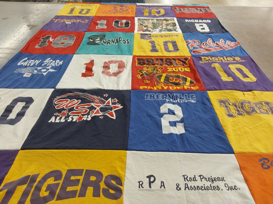 T-shirt quilt featuring tigers, chevy stars by Traci from AL