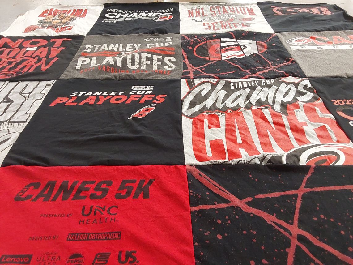 T-shirt quilt featuring carolina hurricanes by Cynthia from NC