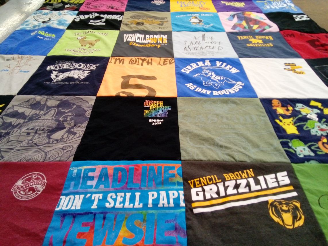 T-shirt quilt featuring vencil brown grizzlies by Paula from CA