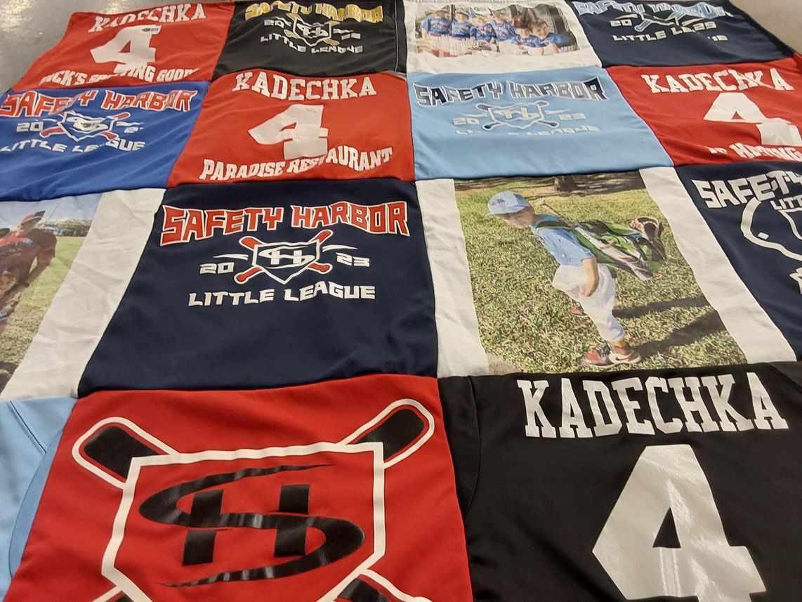 T-shirt quilt featuring safety harbor little league by Beth from FL