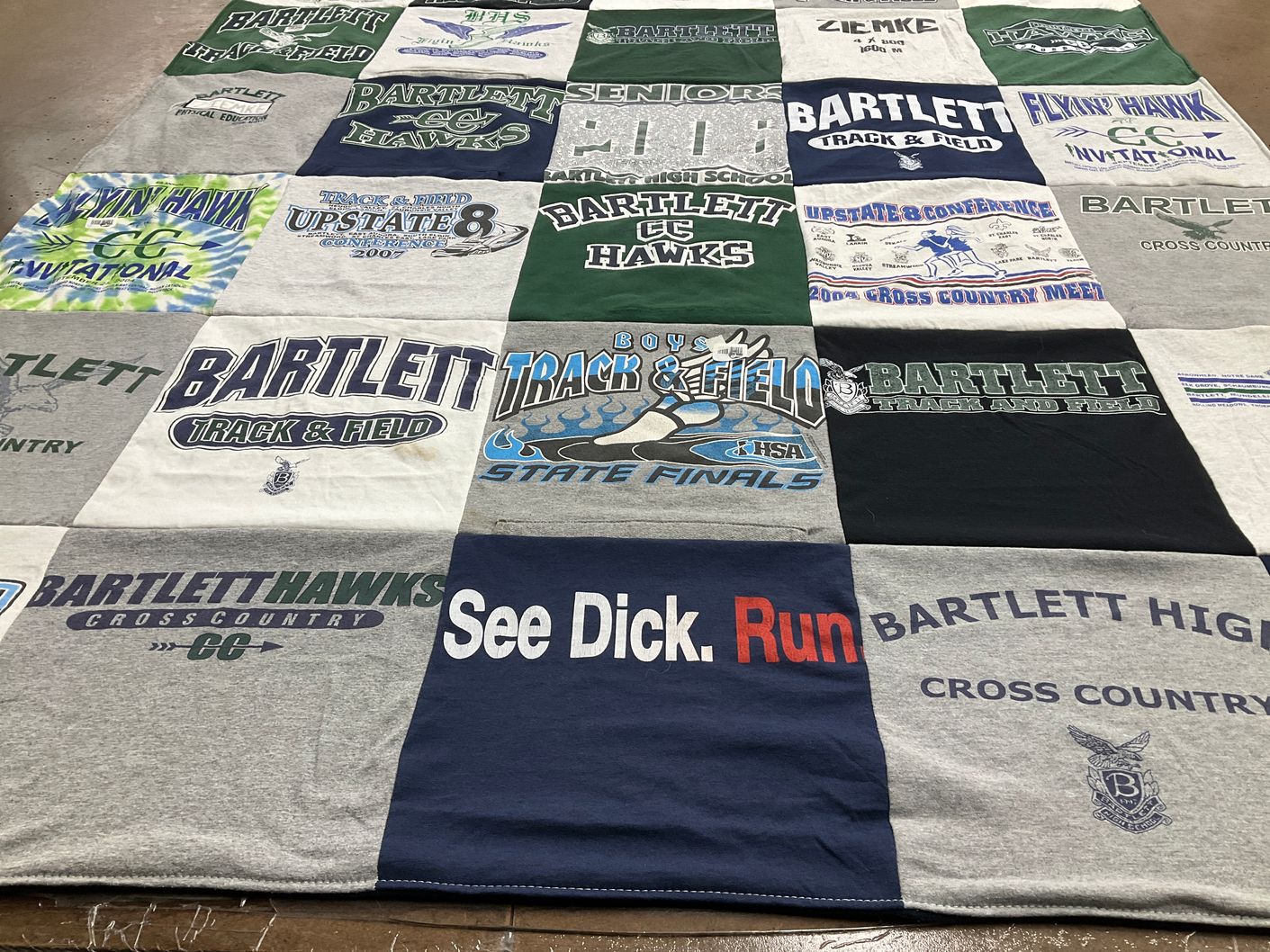 T-shirt quilt featuring bartlett track and field, bartlett cross country by Travis from IA