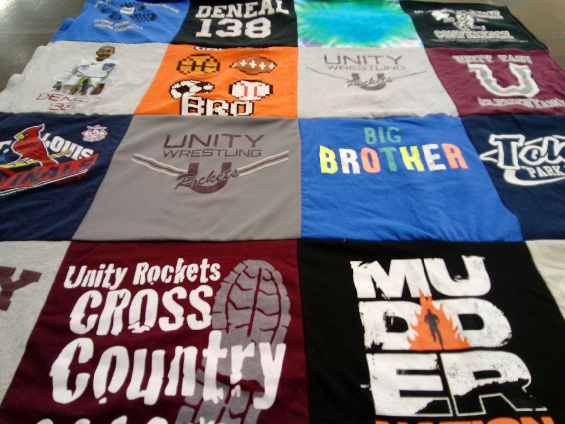 T-shirt quilt featuring unity rockets, st. louis cardinals by Sarah from IL
