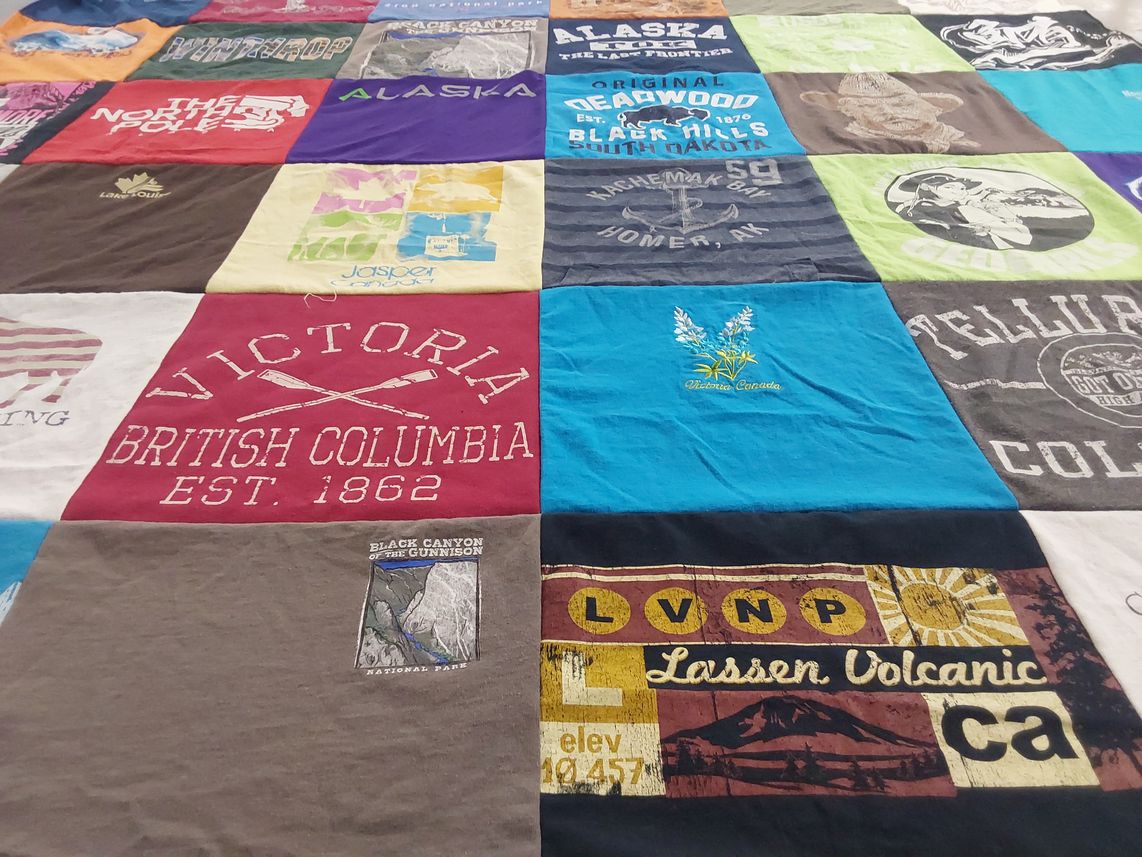T-shirt quilt with travel, nature themes by Jessica from WA