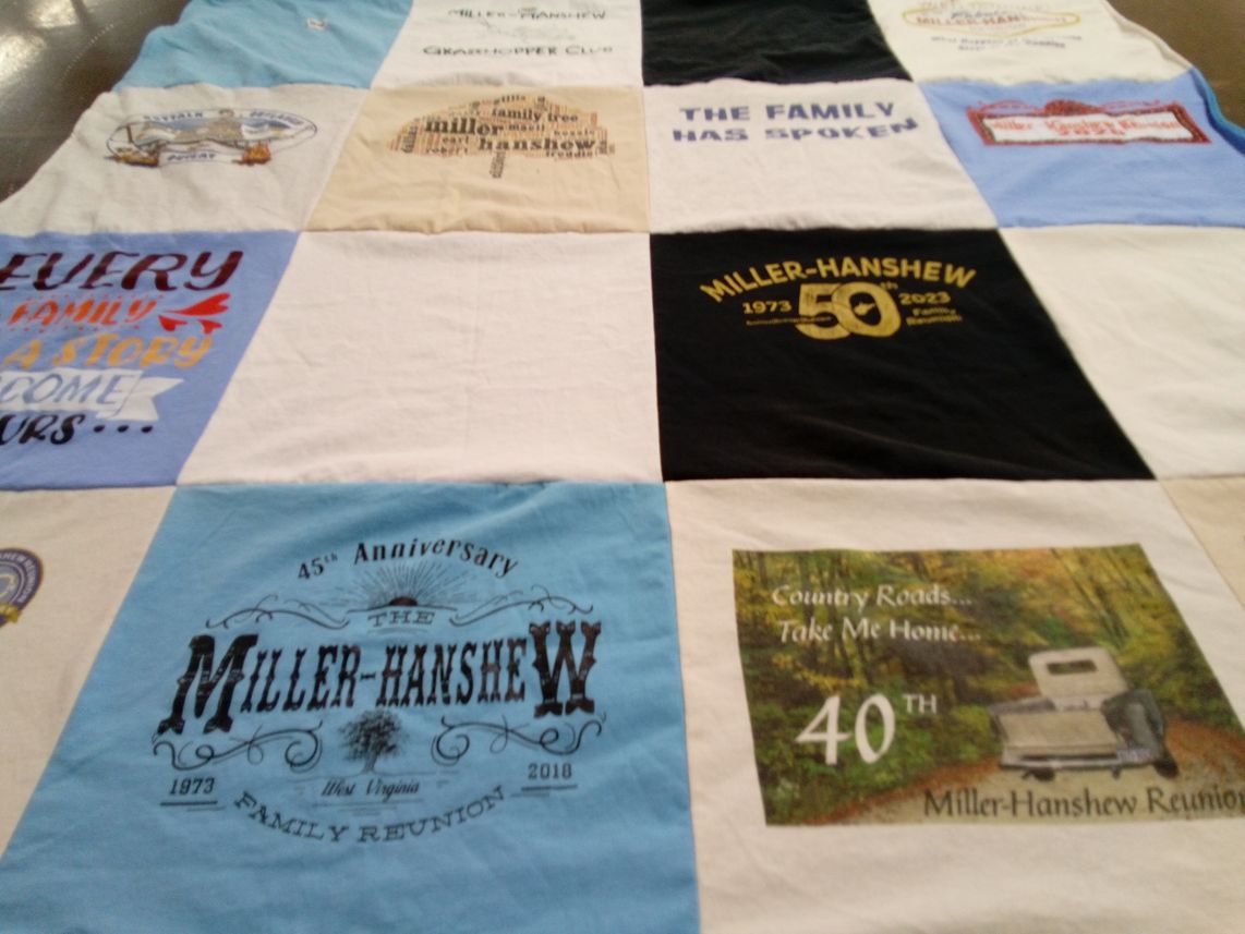 T-shirt quilt with family events, reunions themes by Misty from NC