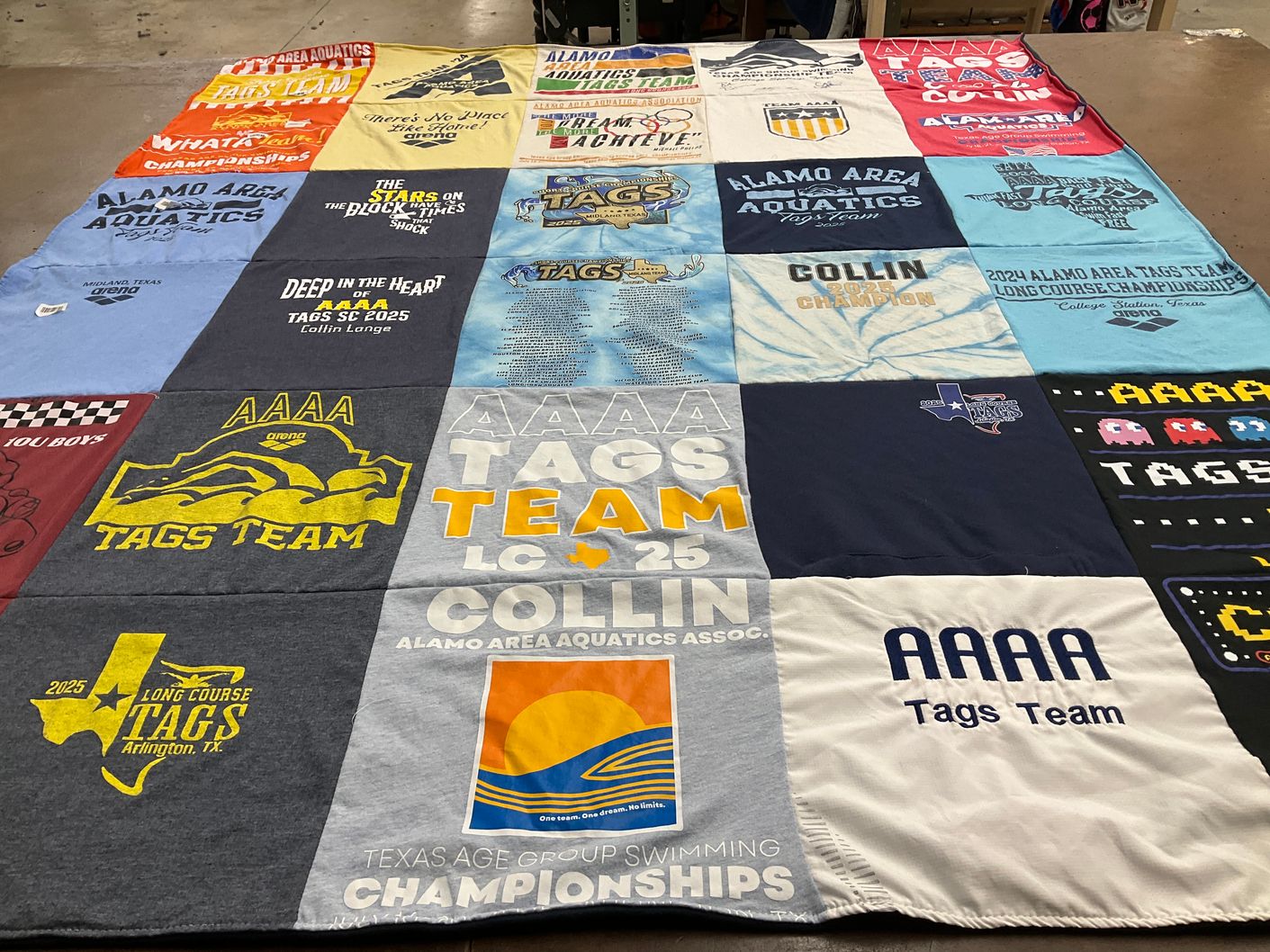 T-shirt quilt featuring tags team by Jennifer from TX