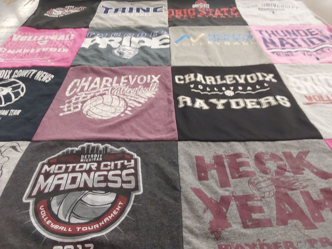 T-shirt quilt featuring charlevoix raiders by Karen from MI
