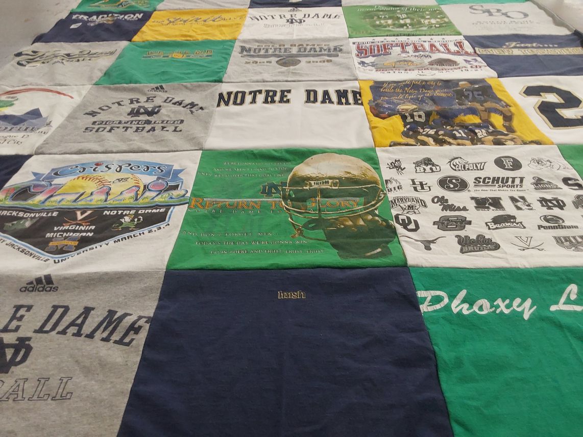 T-shirt quilt from notre dame university by Renea from AZ