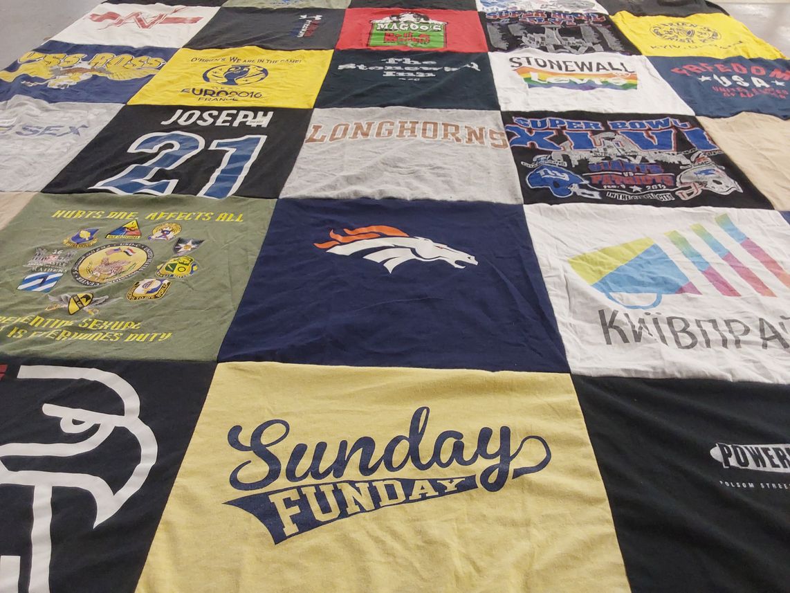 T-shirt quilt featuring denver broncos by Joseph from PA