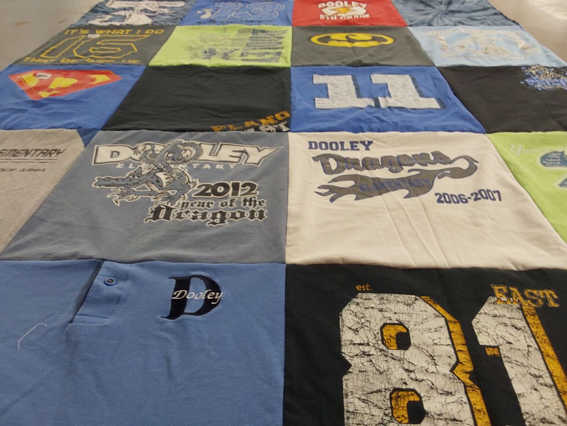 T-shirt quilt from dooley elementary school by Pat from TX