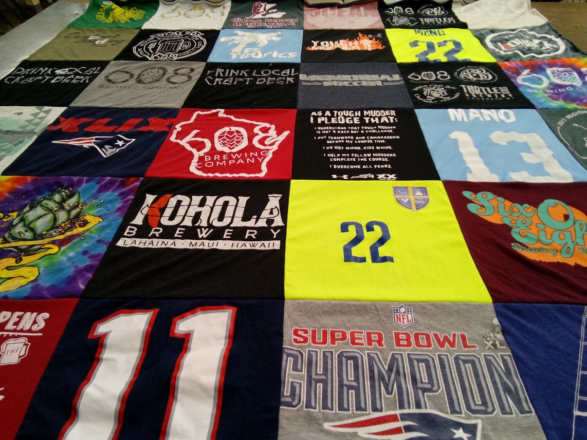 T-shirt quilt featuring new england patriots by Cynthia from WI
