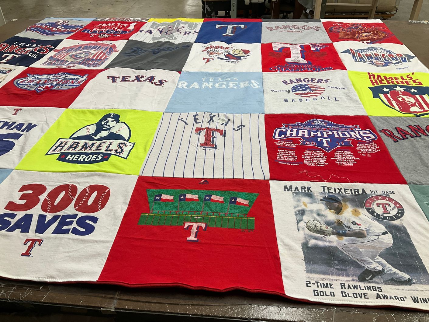 T-shirt quilt featuring texas rangers by Elaine from TX