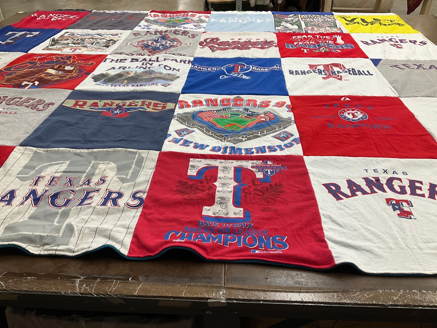 T-shirt quilt featuring texas rangers by Elaine from TX