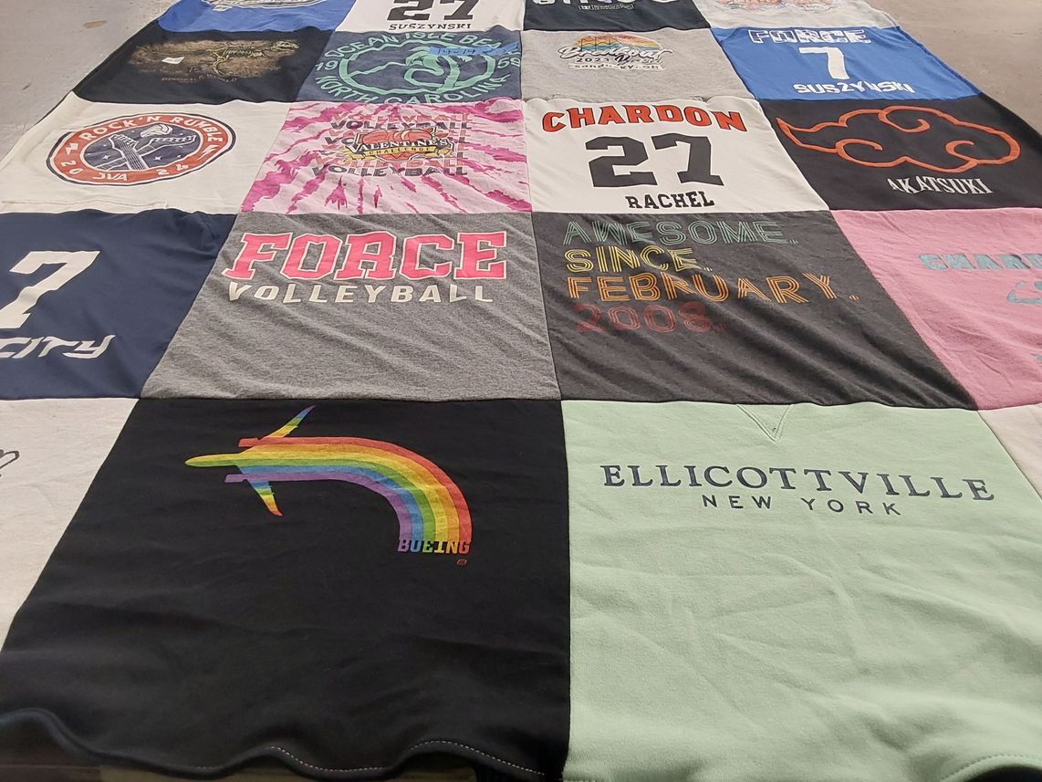 T-shirt quilt featuring force volleyball by Holly from OH