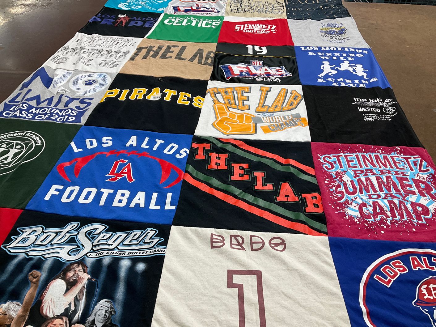 T-shirt quilt featuring los altos football, los molinos pirates by Elsa from CA