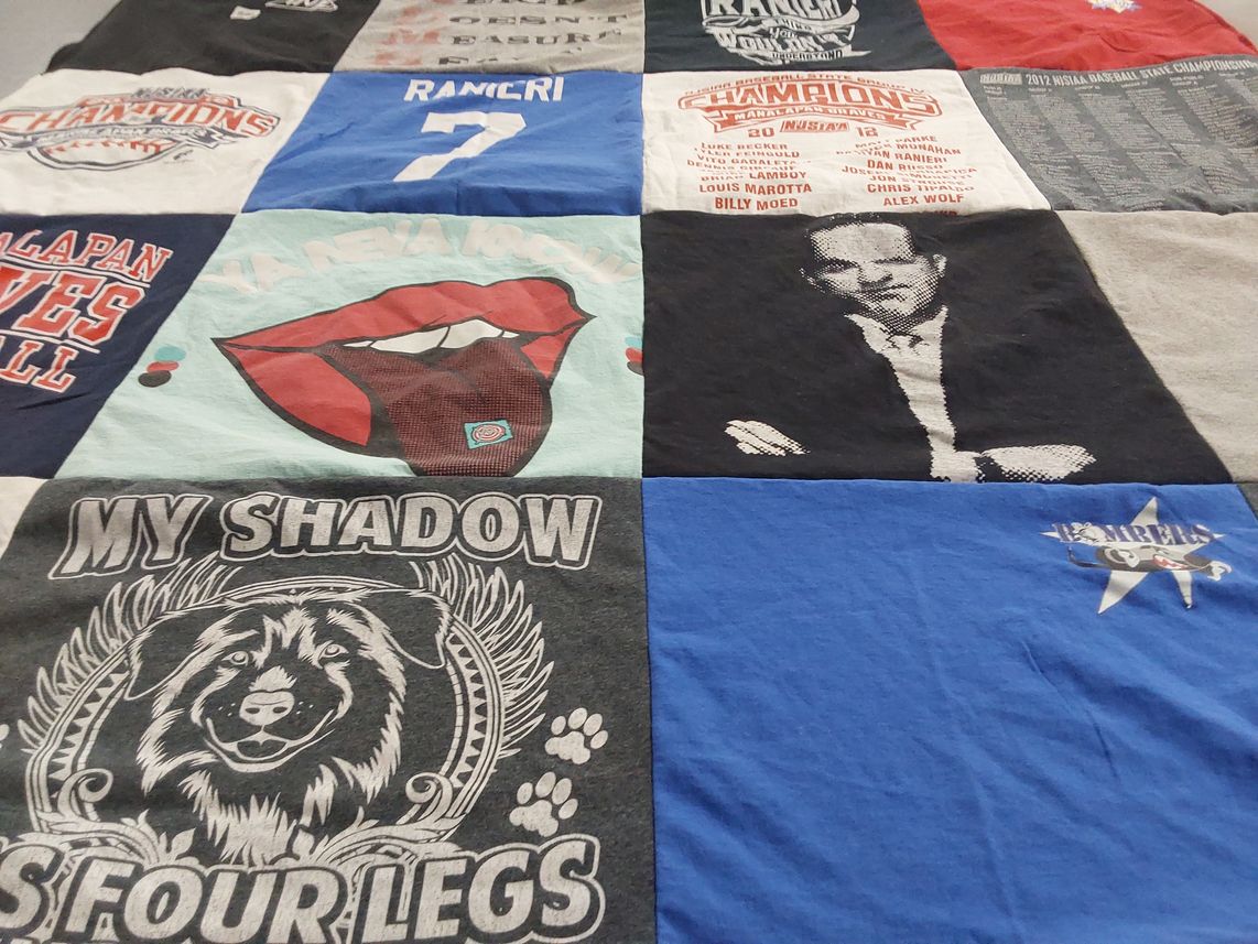 T-shirt quilt with sports themes by Colleen from NJ