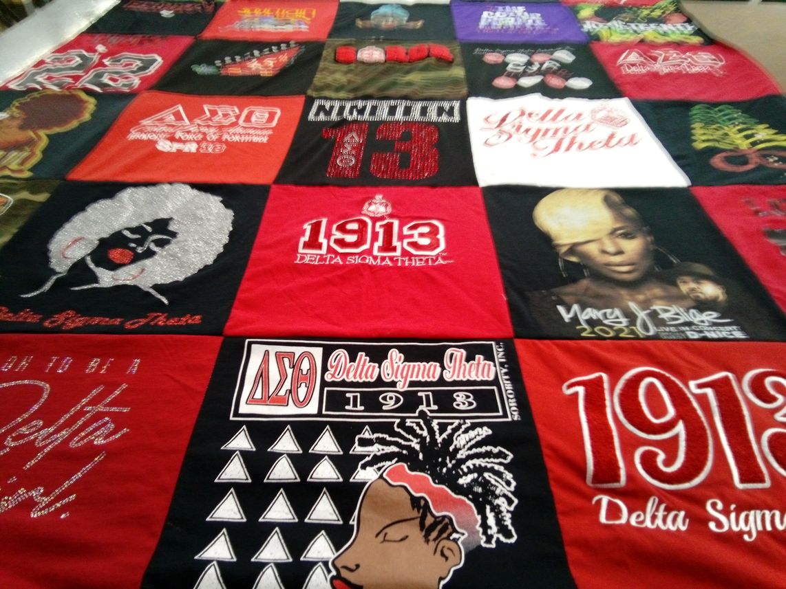 T-shirt quilt with sororities, greek life themes by LeGina from NJ