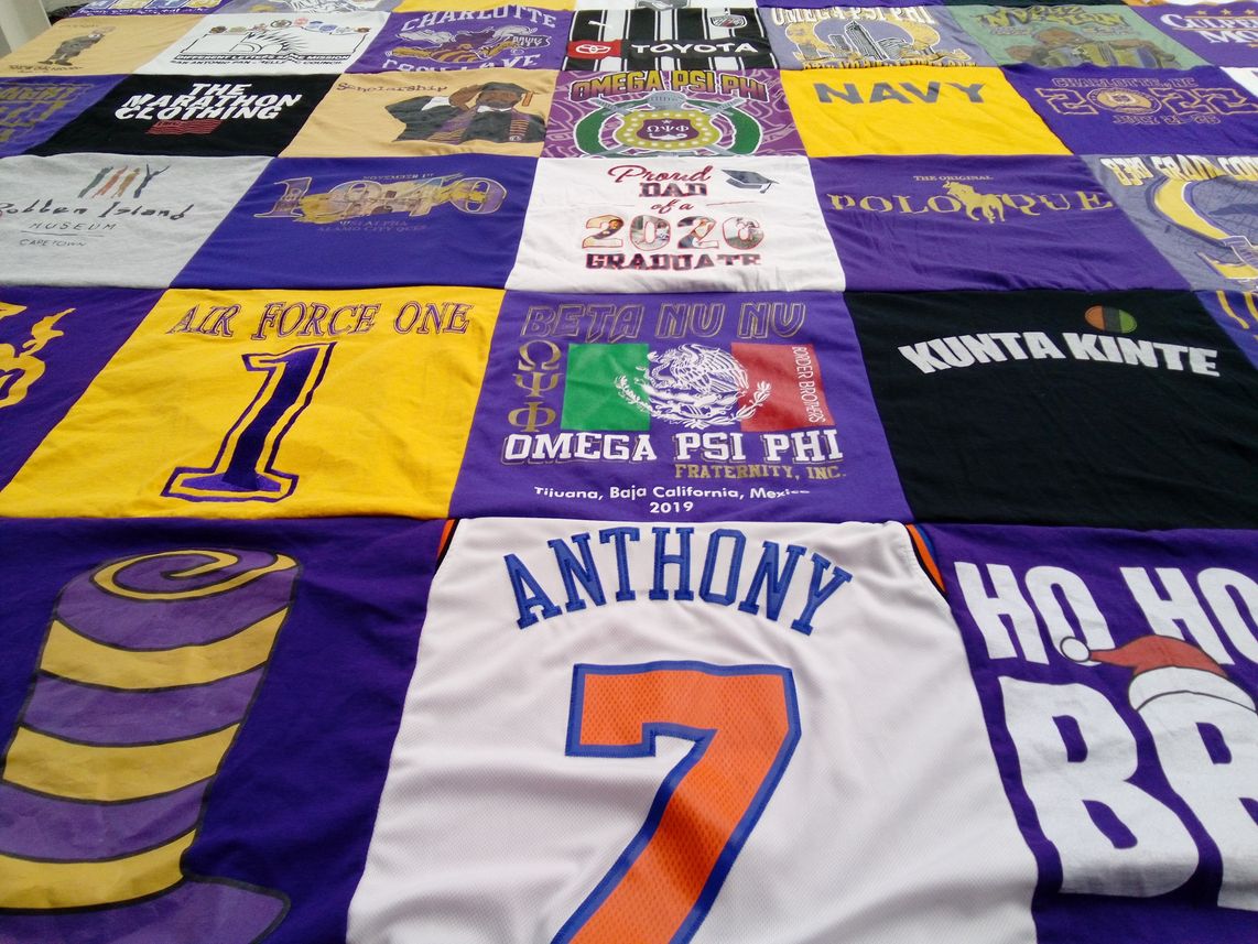 T-shirt quilt with fraternity, culture themes by SCOTT from TX
