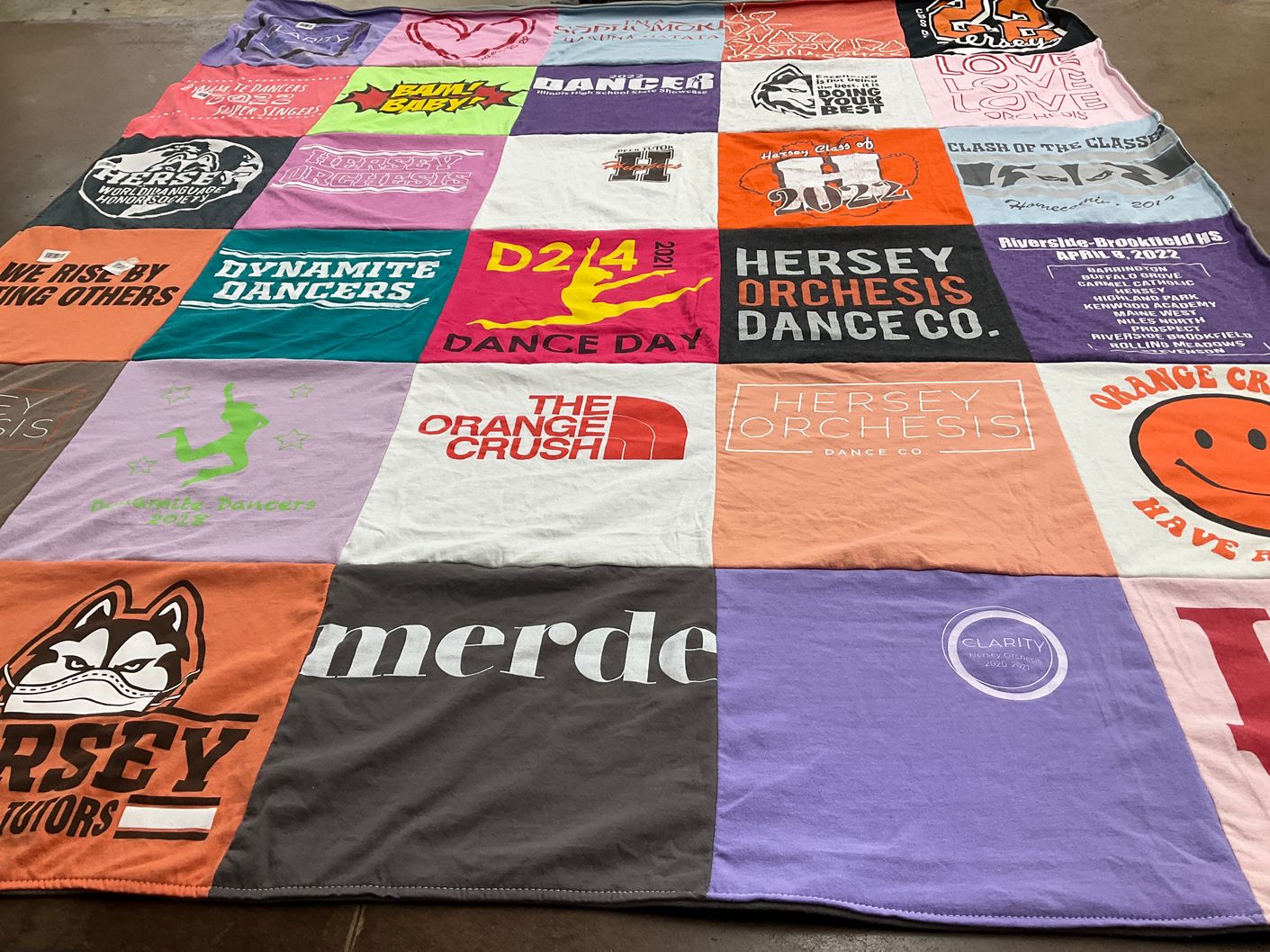 T-shirt quilt from hershey high school by Diane from IL