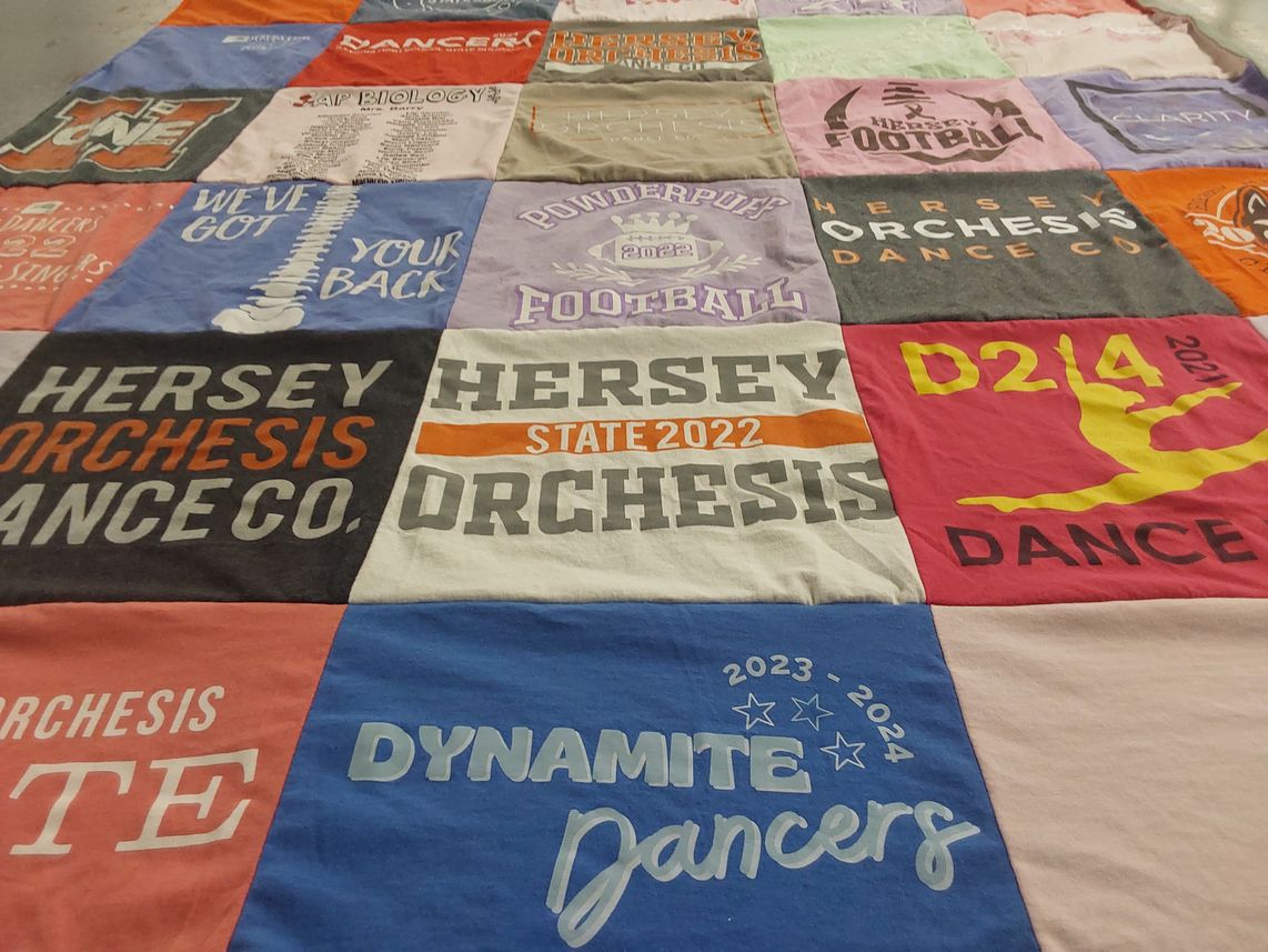 T-shirt quilt featuring hershey powderpuff football by Diane from IL