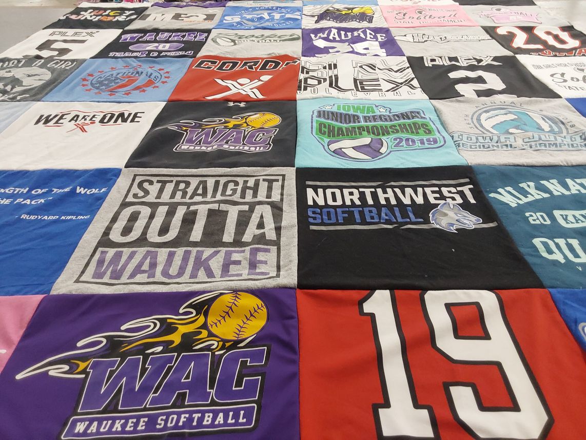 T-shirt quilt featuring waukee softball by Dee from IA