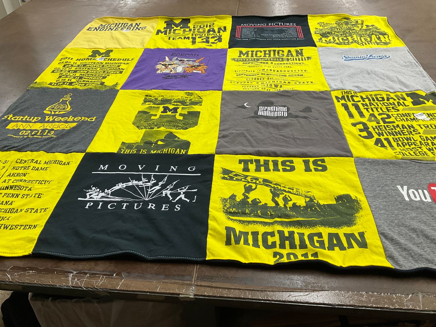 T-shirt quilt featuring university of michigan football by Cynthia from MI