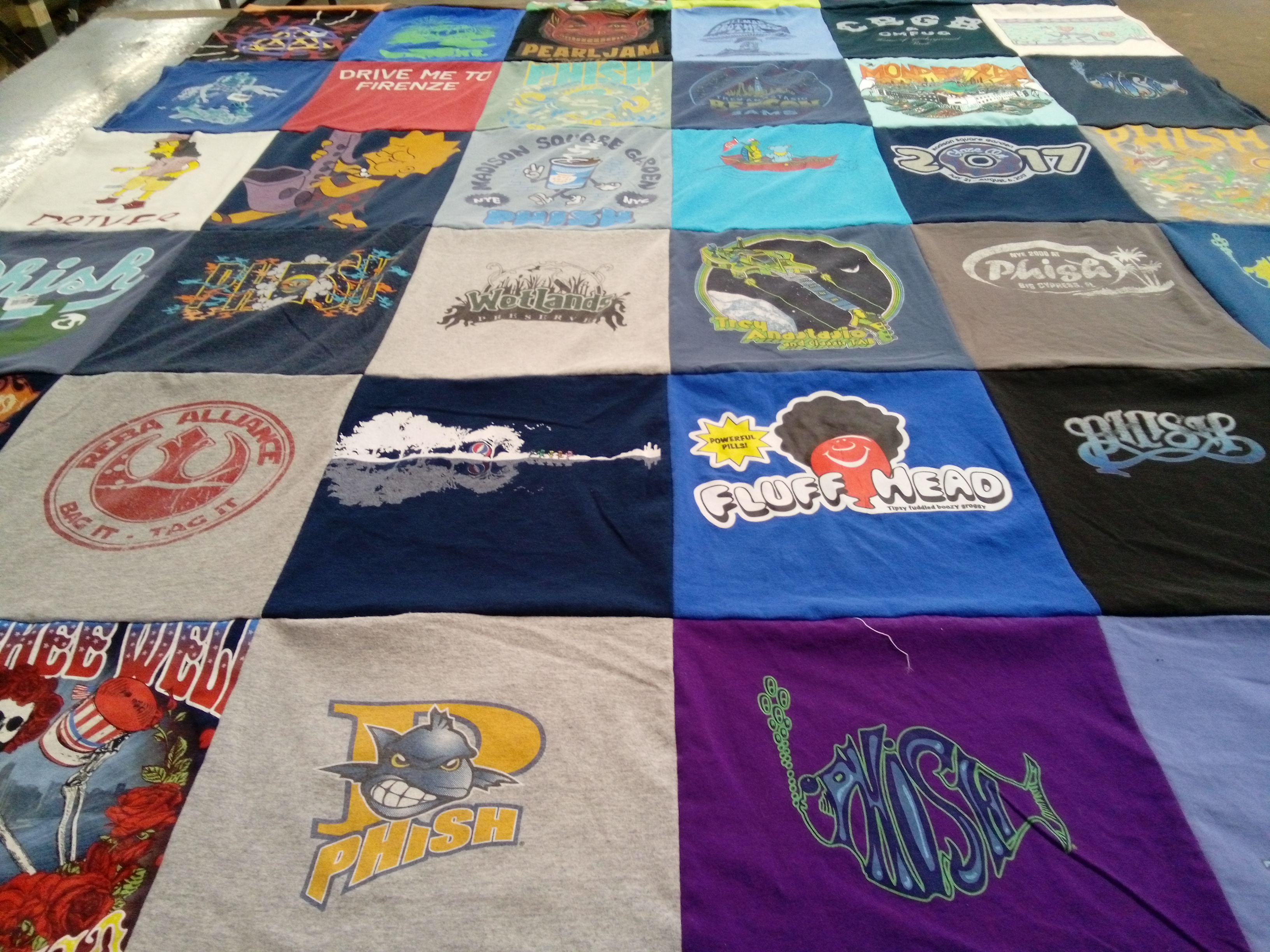 T-shirt quilt with music, concerts themes by Mike from NY