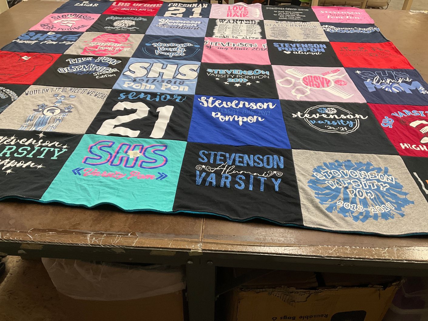 T-shirt quilt featuring stevenson varsity pom by melanie from MI