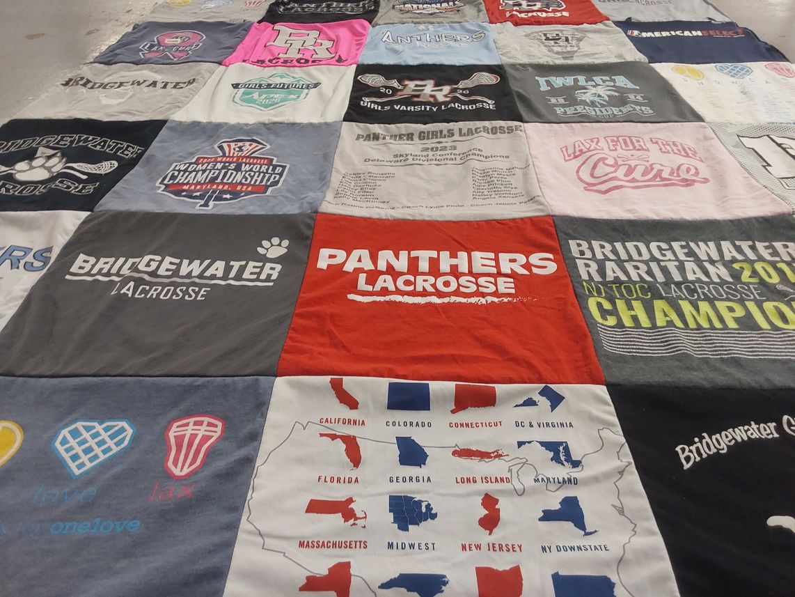 T-shirt quilt featuring bridgewater lacrosse, bridgewater raritan lacrosse by Danielle from NJ