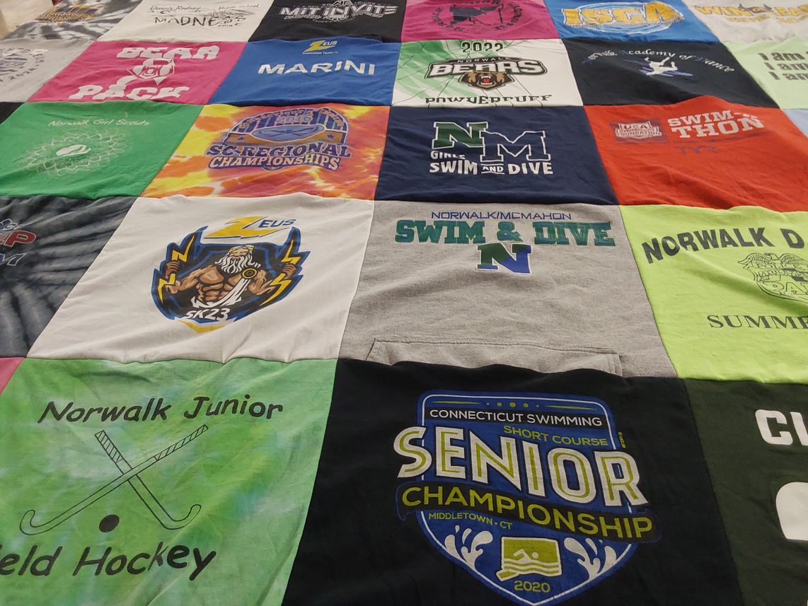 T-shirt quilt featuring norwalk bears by Jackie from CT