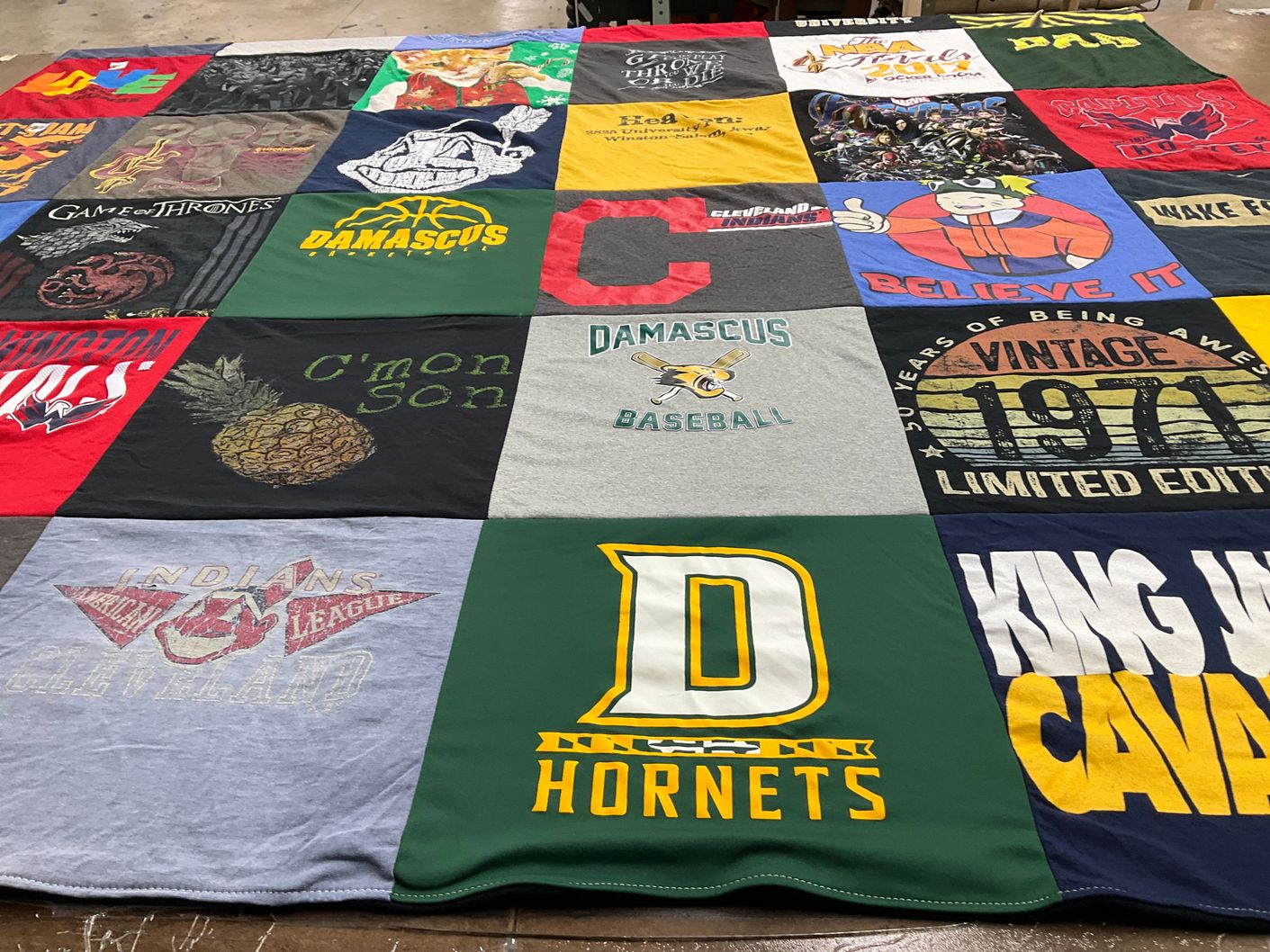 T-shirt quilt featuring wake forest university, cleveland indians by Kelly from MD