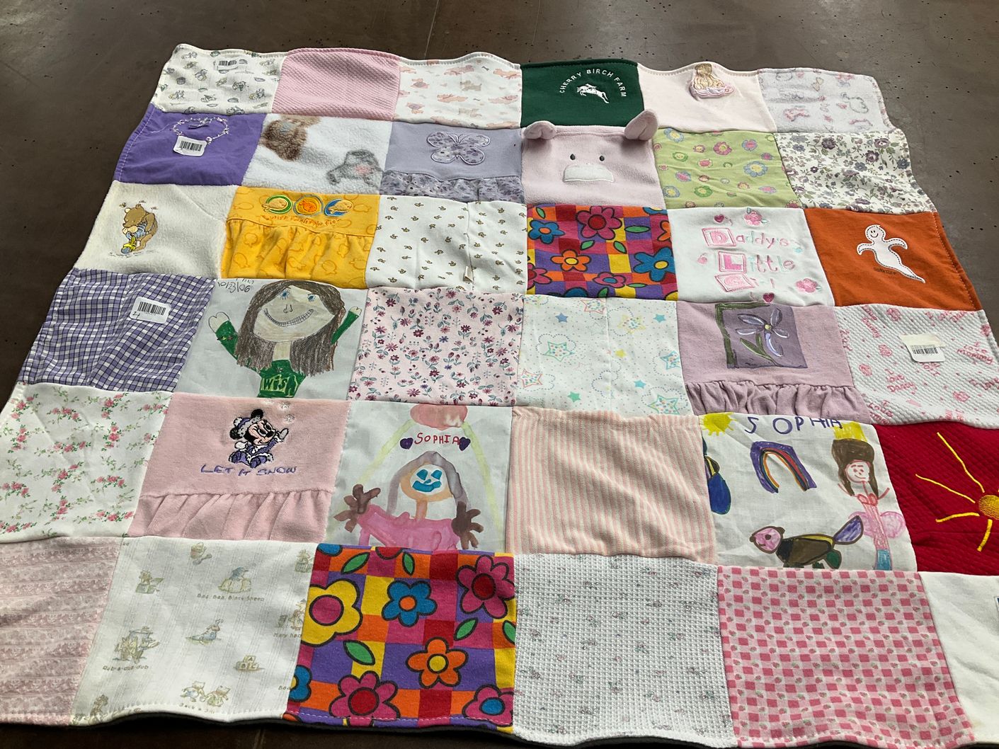 T-shirt quilt with drawing, crafting themes by Amy from MD