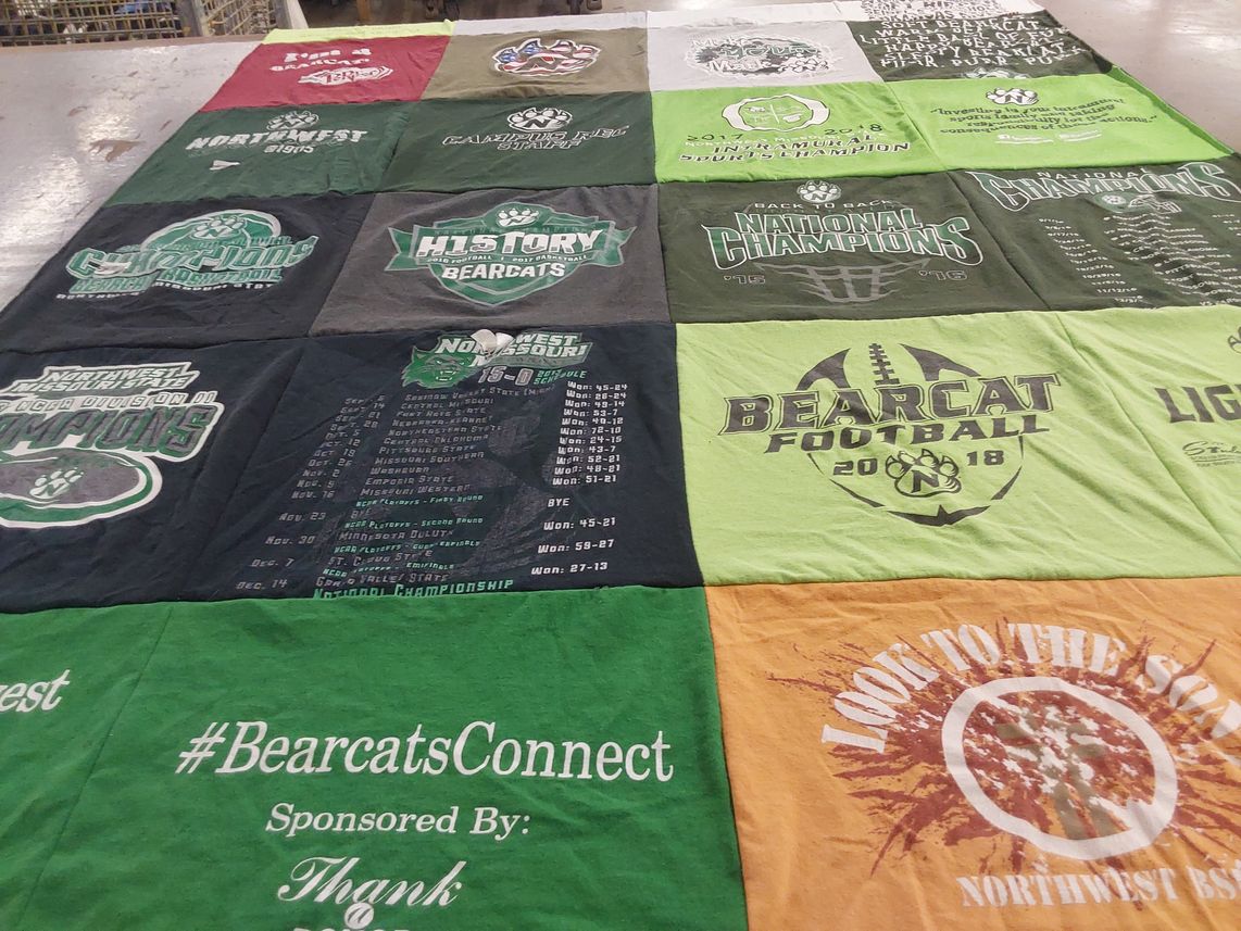 T-shirt quilt featuring bearcat football by Joshua from MO