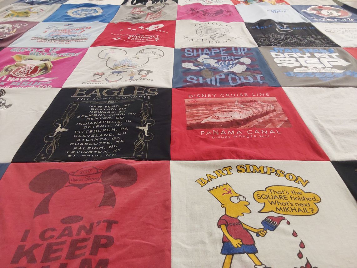 T-shirt quilt with travel, cruising themes by Nancy from OH
