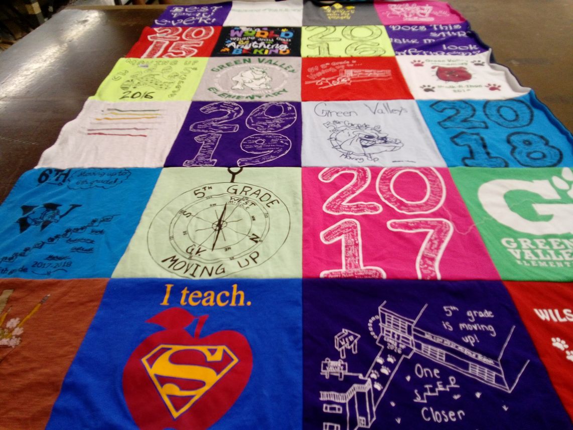 T-shirt quilt from green valley elementary school by Vickie from PA