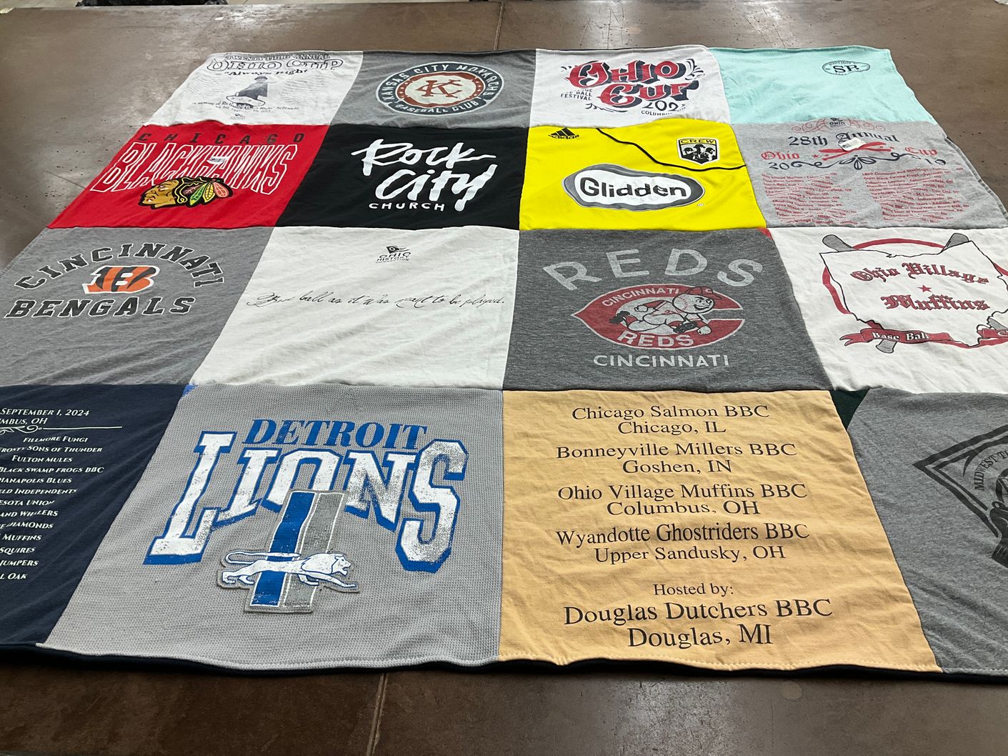 T-shirt quilt featuring detroit lions, cincinnati bengals by Lauren from OH