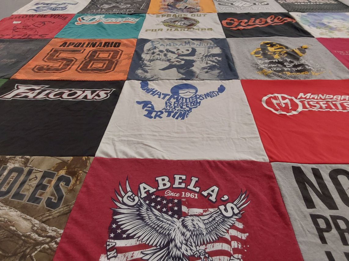 T-shirt quilt featuring falcons by Cathy from FL