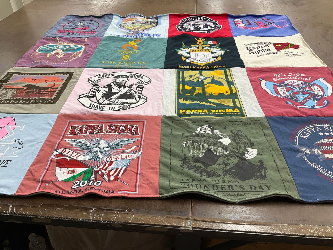 T-shirt quilt with fraternities, sororities themes by Torrey from GA
