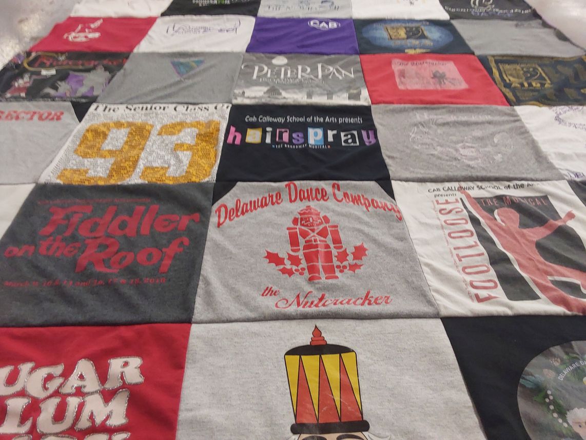T-shirt quilt with theater, dance themes by Allyson from DE