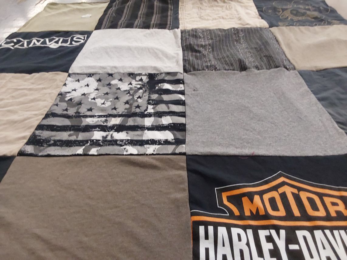 T-shirt quilt with motorcycling themes by Michael from IN