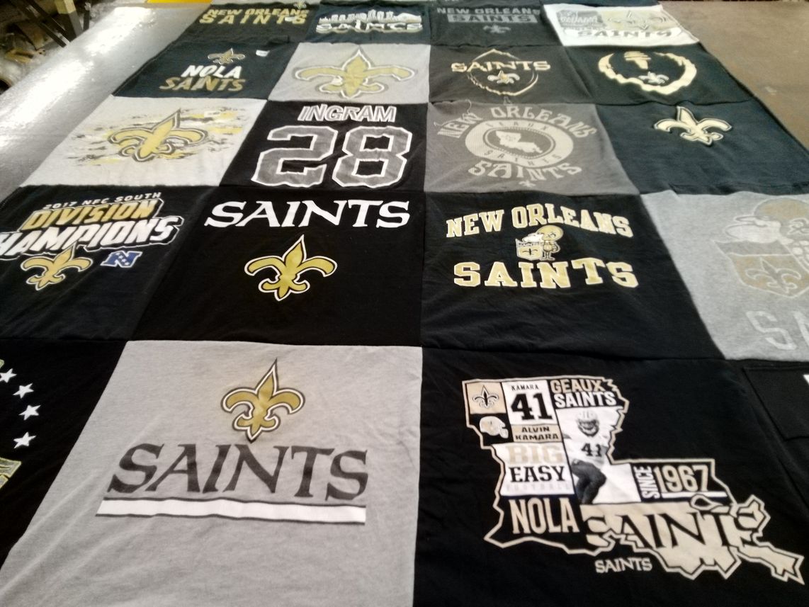 T-shirt quilt featuring new orleans saints by Heidi from MI