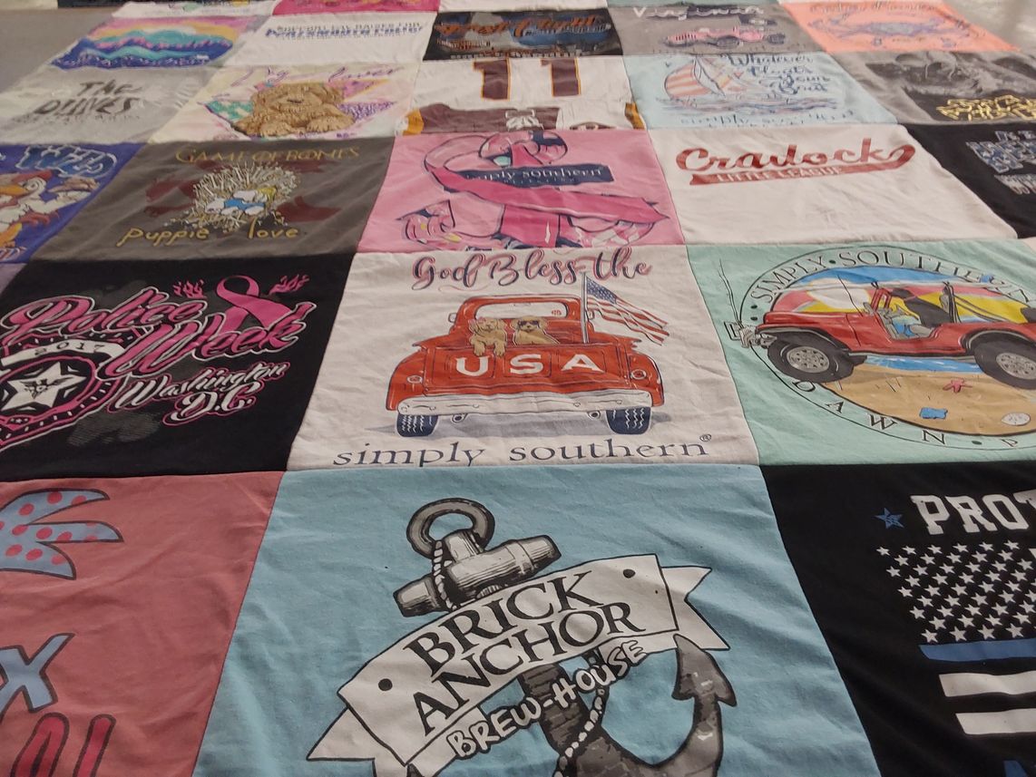 T-shirt quilt with law enforcement, southern culture themes by Thomas from VA