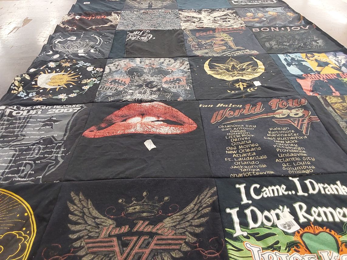 T-shirt quilt with music, concerts themes by Brooke from FL