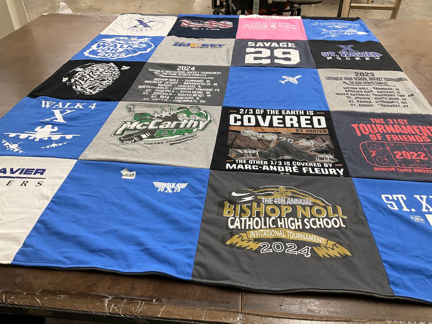 T-shirt quilt from bishop noll catholic high school by Michelle from OH