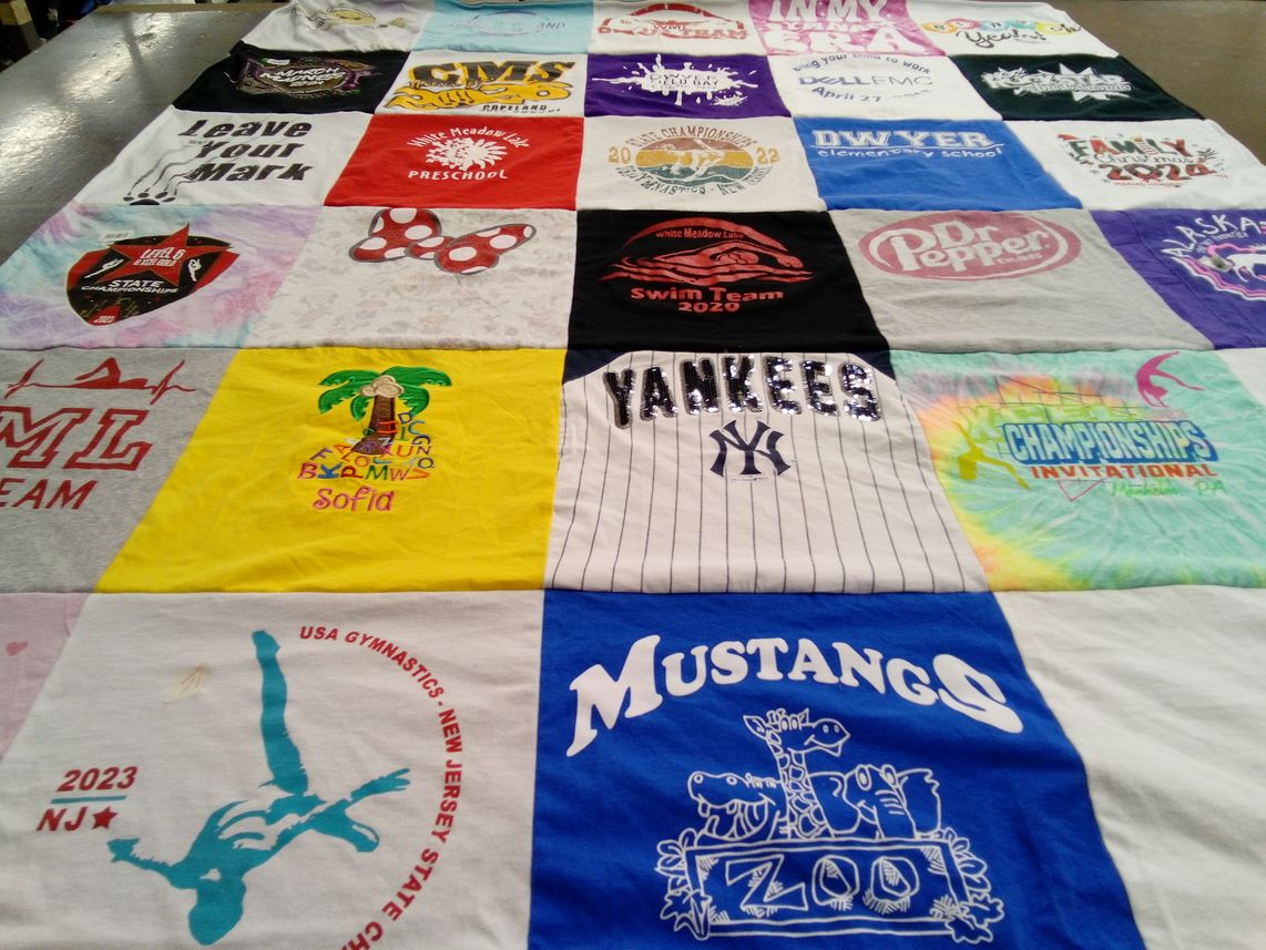 T-shirt quilt featuring yankees, mustangs by Maria from NJ