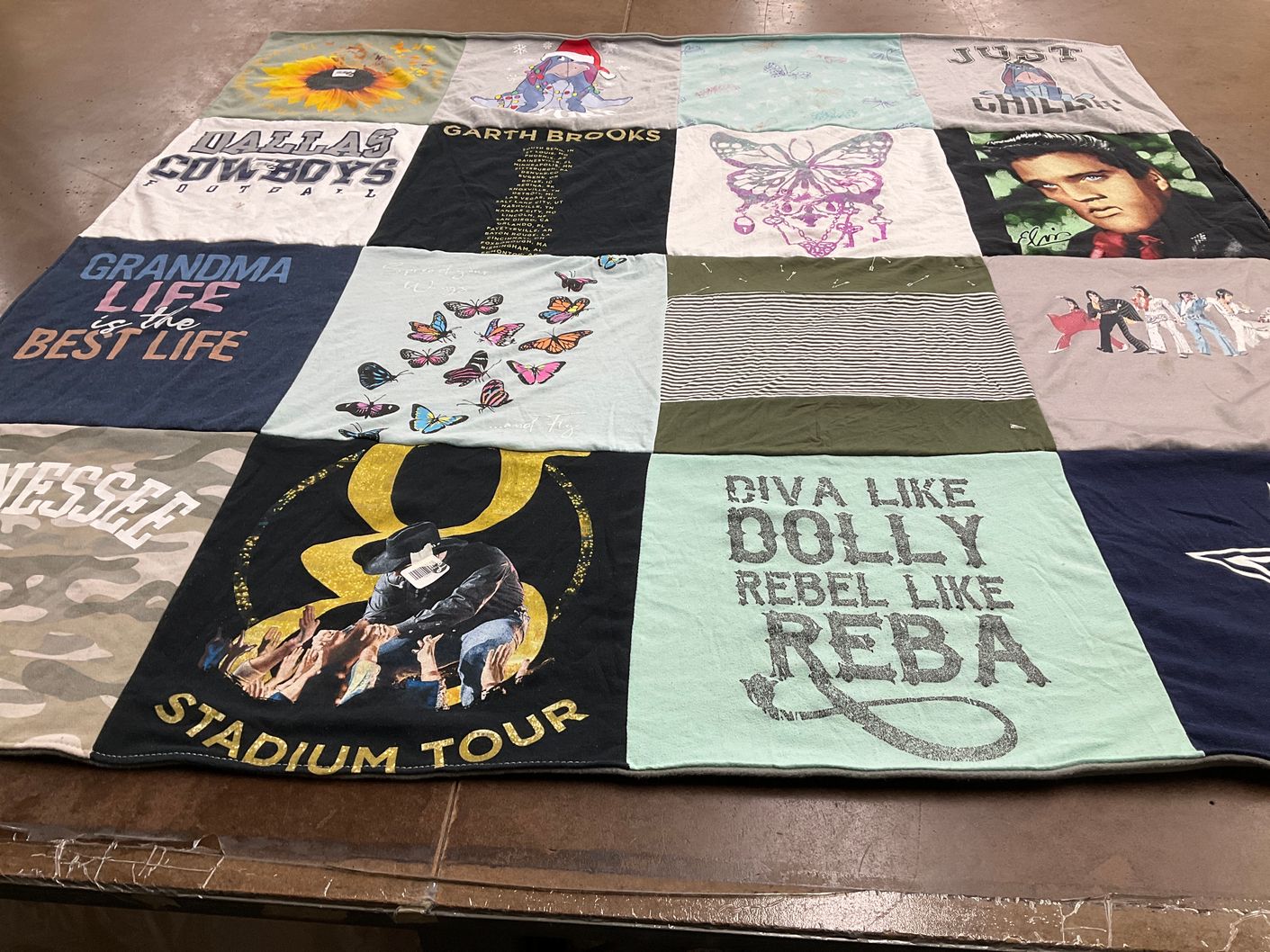 T-shirt quilt with country music, sports themes by kimberly from TN