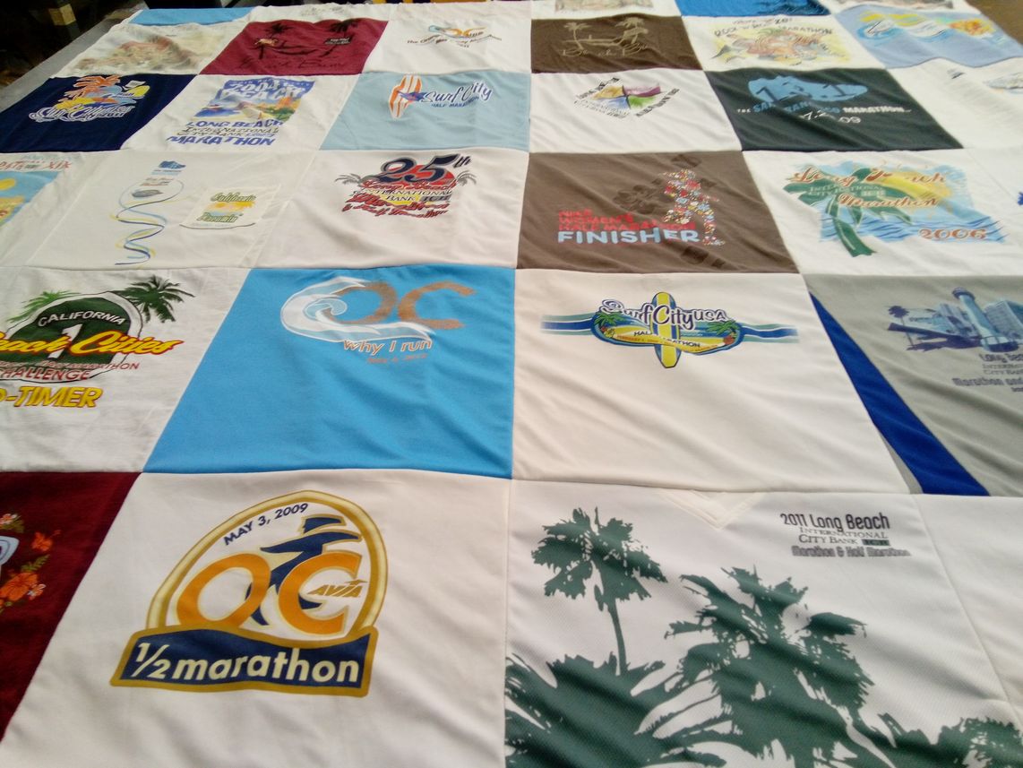 T-shirt quilt with running, marathons themes by Kimberly from CO